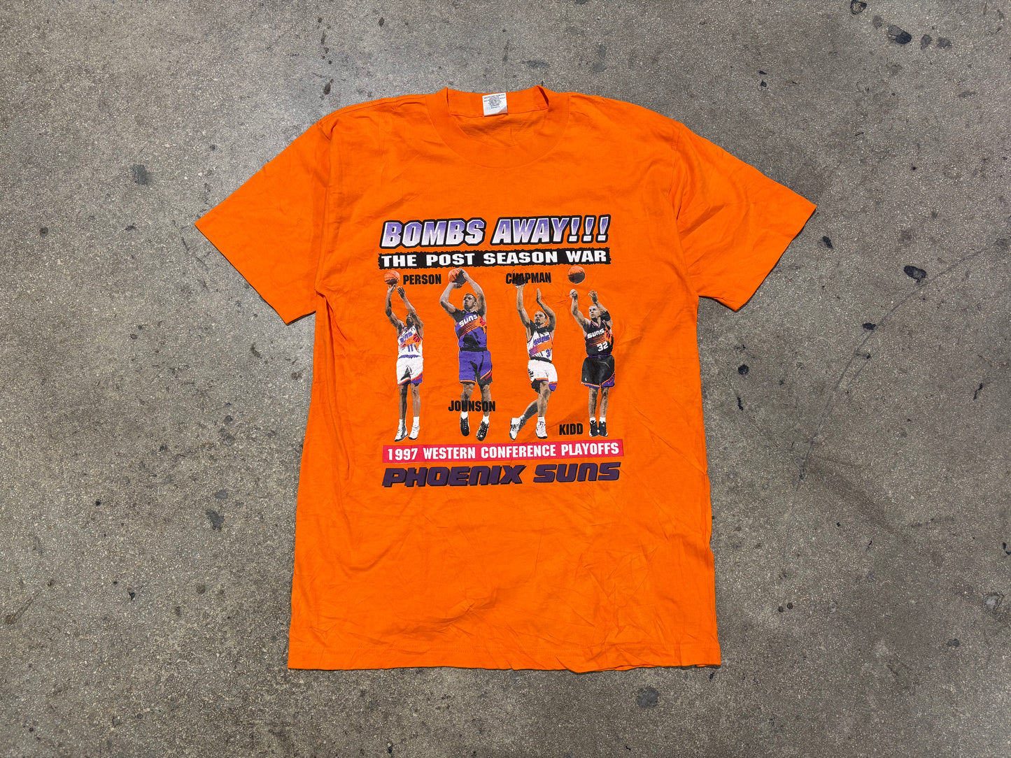 1997 Phoenix Suns Bombs Away Tee - Orange Size Large
