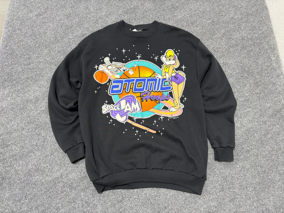 1996 Space Jam Atomic Hoops Crewneck Sweatshirt - Black Size Large