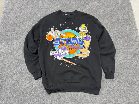 1996 Space Jam Atomic Hoops Crewneck Sweatshirt - Black Size Large