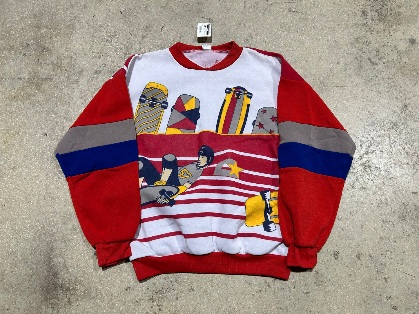 Skateboarding AOP Crewneck - Red/Multi Size Large