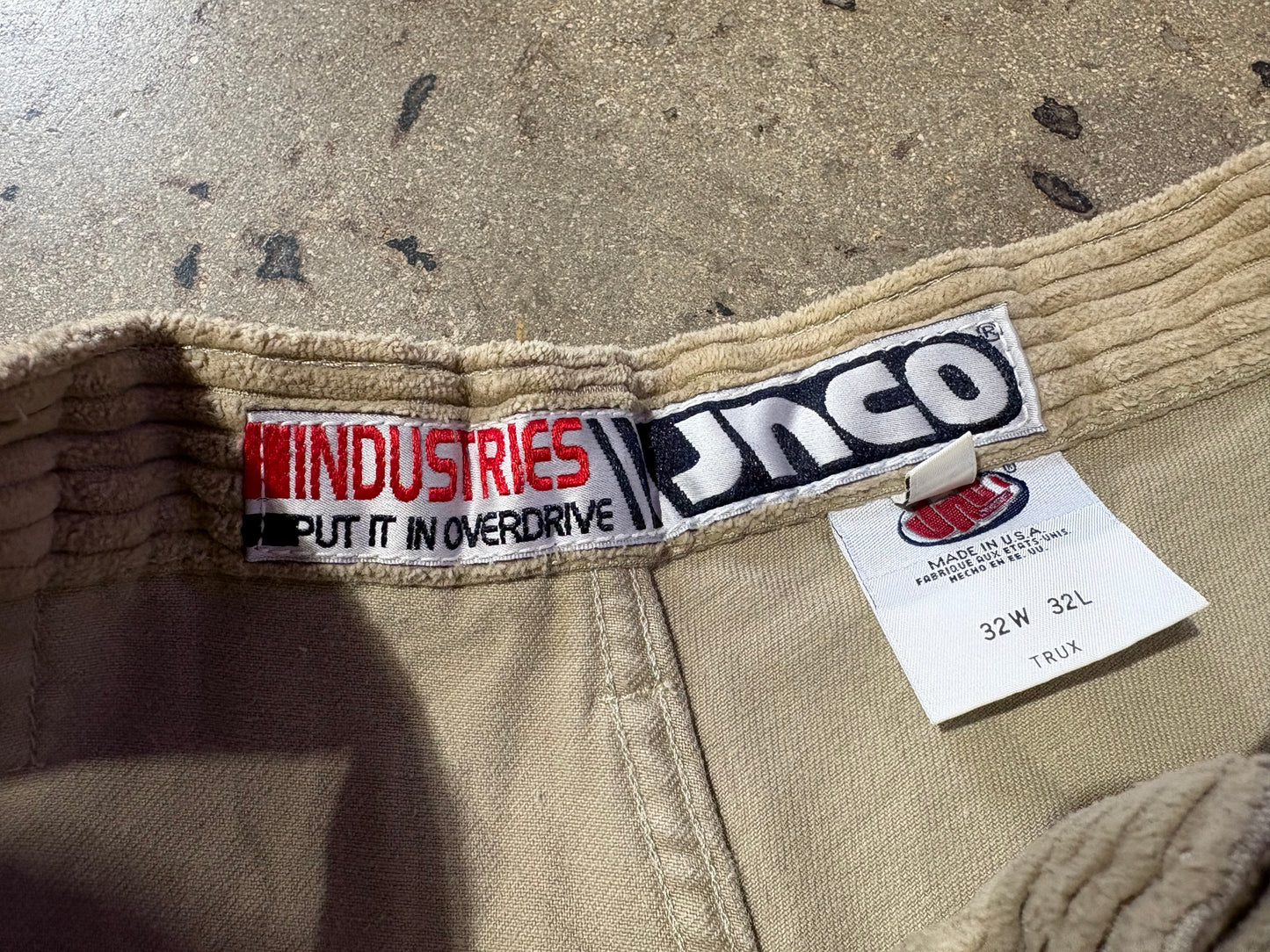 JNCO Corduroy Baggy Pants - Khaki Size 32 x 32
