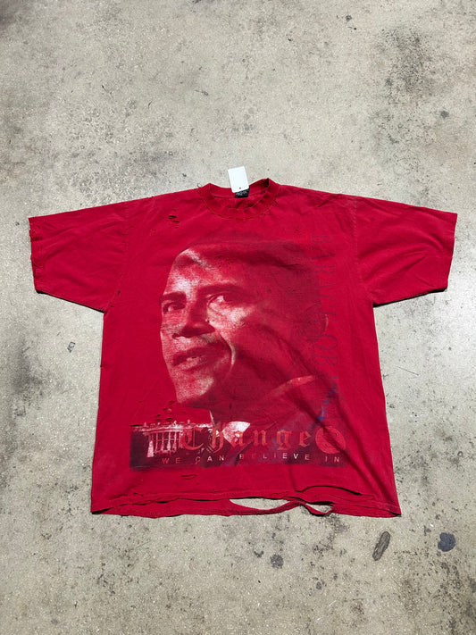 Crazy Thrashed Obama Tee - Red White XXL