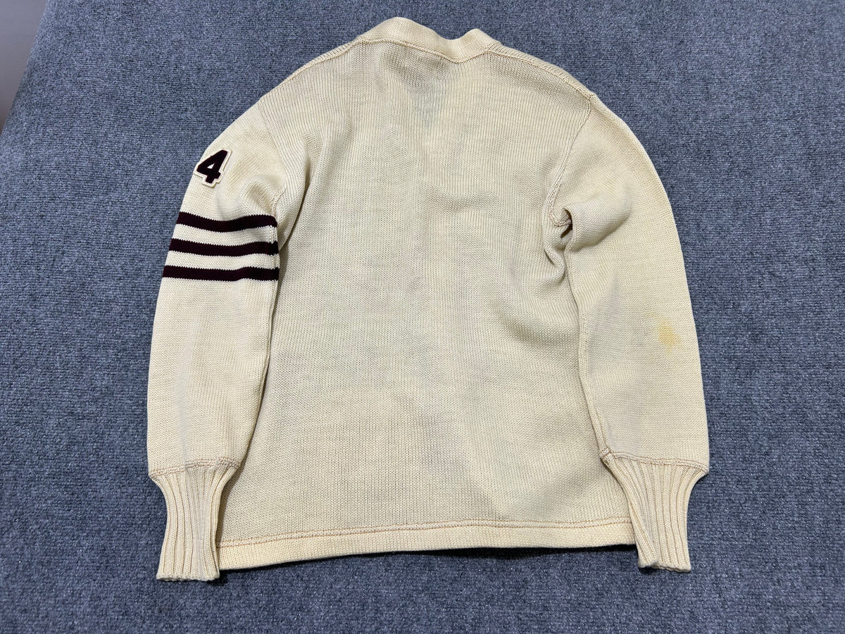 1960s College House Varsity Cardigan - Cream Size Large