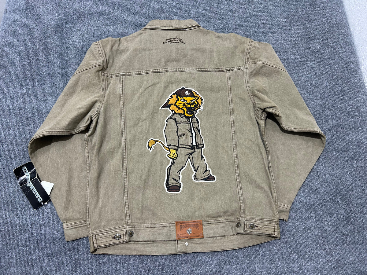 Rocawear Lion Denim Jacket - Brown Size XL