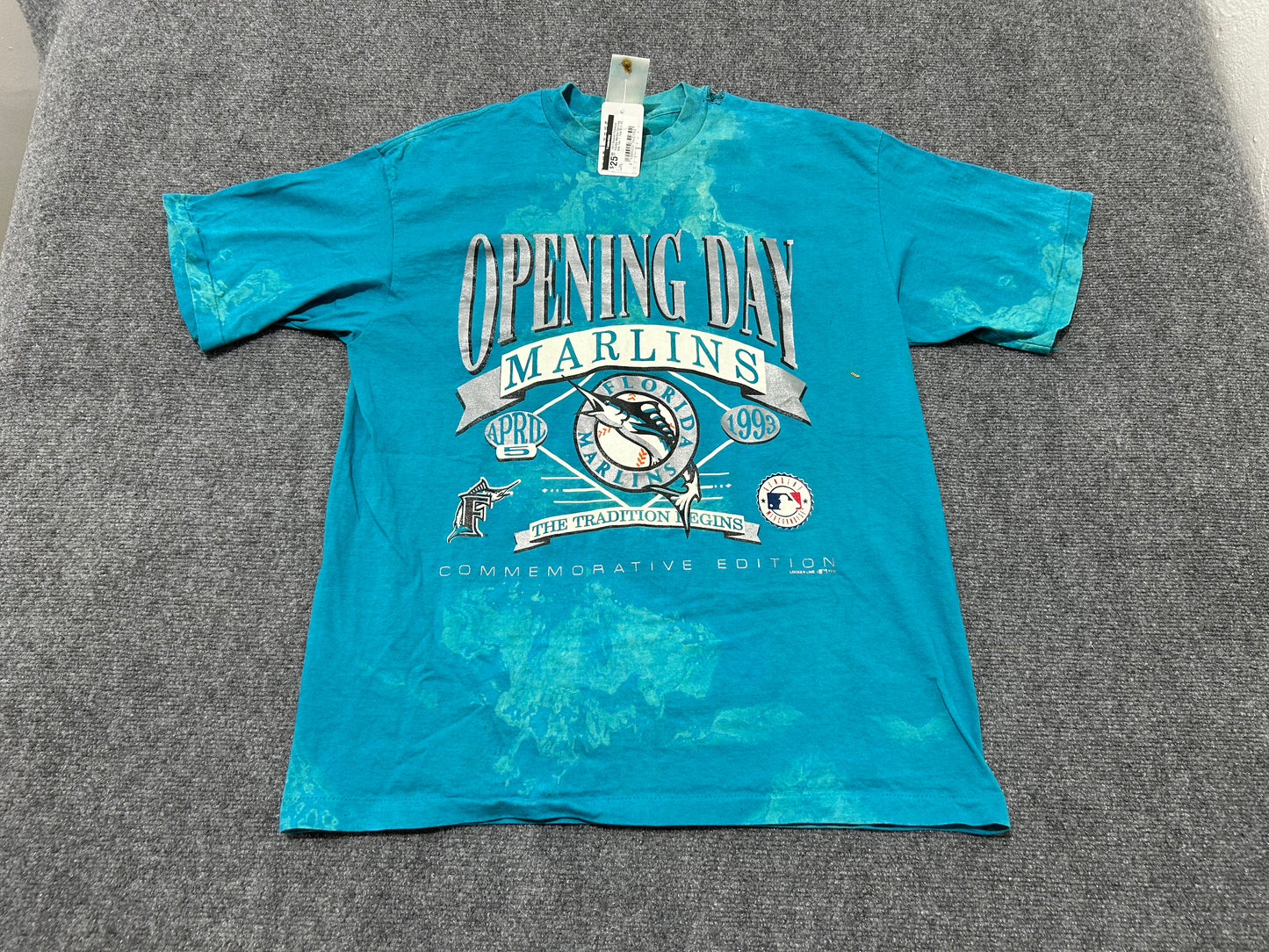 1997 Bleach/Thrashed Florida Marlins Opening Day Tee - Teal Size XL