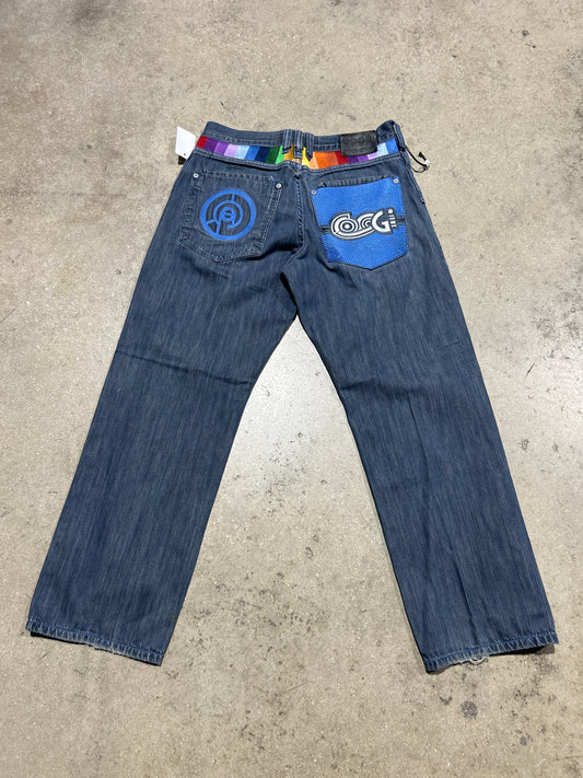 Coogi Rainbow Pocket Denim Jeans - Blue Size 34x34