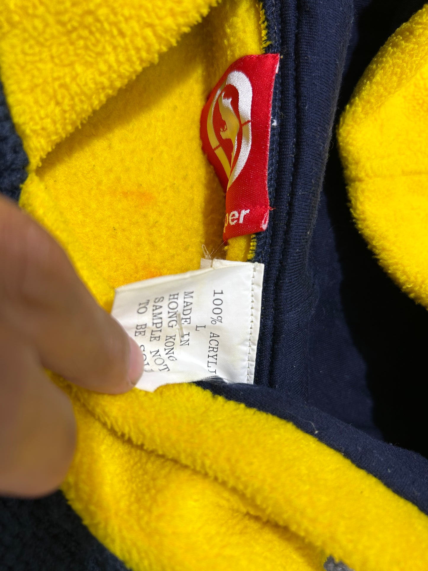 Ecko Fleece/Knit Hoodie - Yellow/Navy Size Large