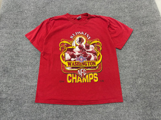 1992 Washington Redskins NFC Champs Tee - Red Size Large