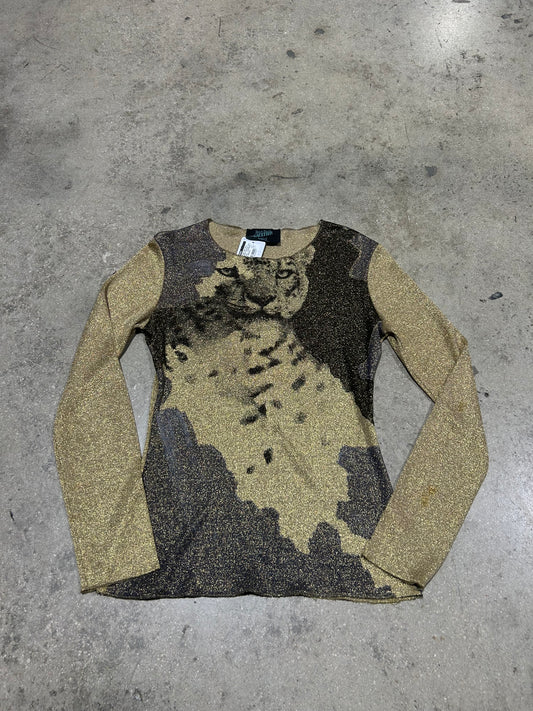 Vintage Jean Paul Gaultier Cheetah Long Sleeve - Gold/Black Size Medium
