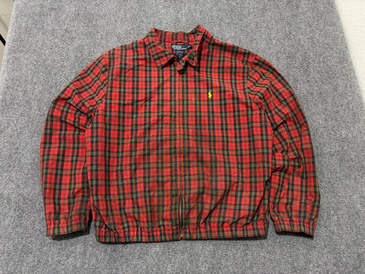 Ralph Lauren Plaid Zip Up Jacket - Red Size XL