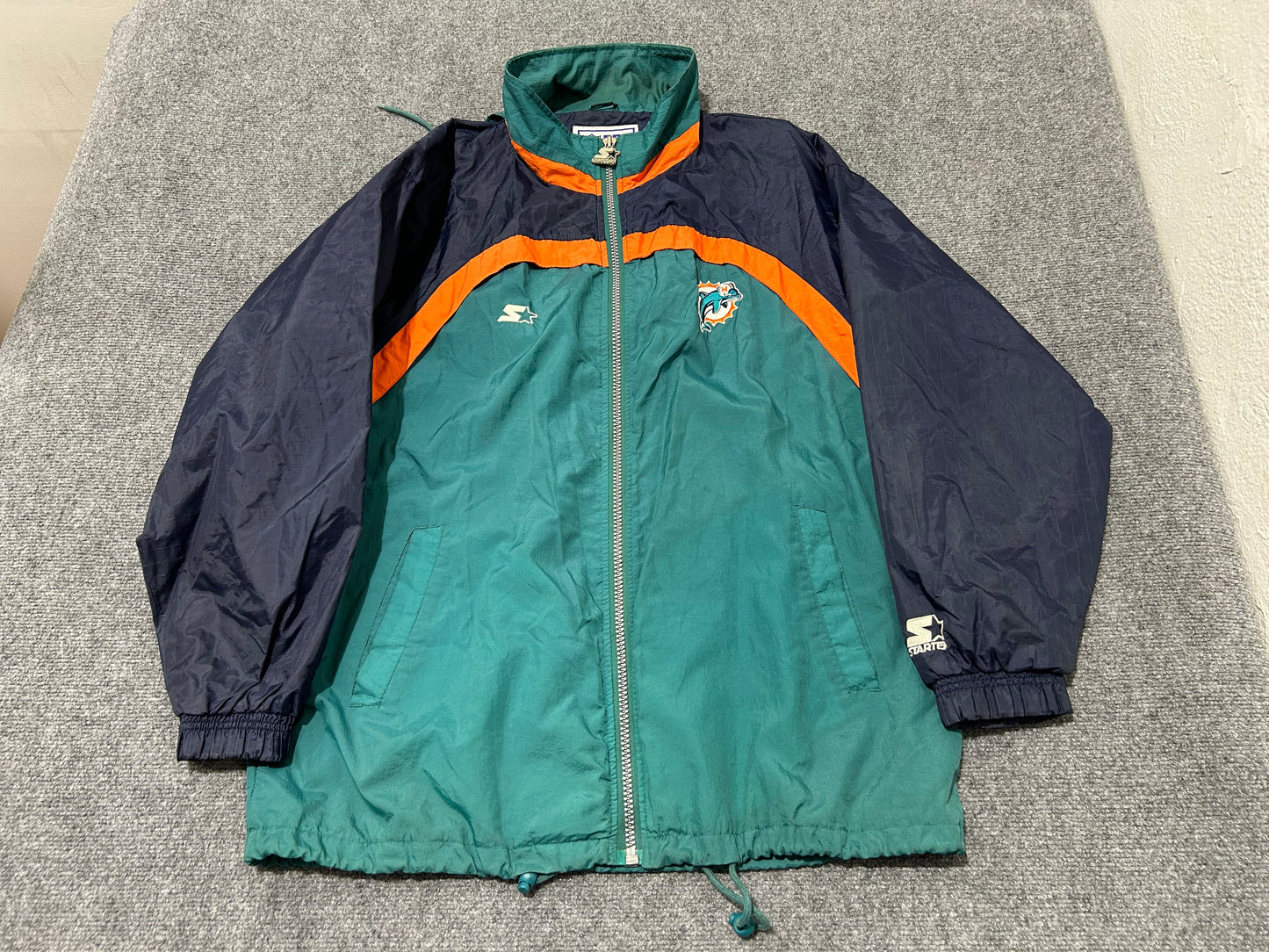 2000s Starter Miami Dolphins Rain Jacket - Teal/ Navy Size Large