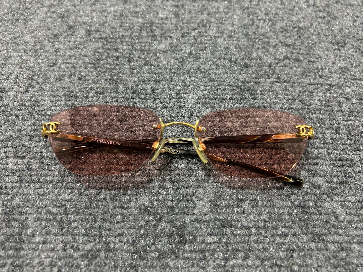 Chanel Rimless Sunglasses - Pink/Gold