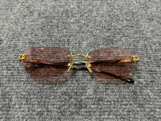 Chanel Rimless Sunglasses - Pink/Gold