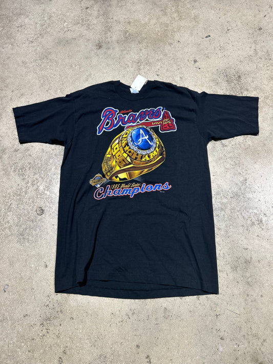 1995 Atlanta Braves World Series Ring Tee - Black Size XL
