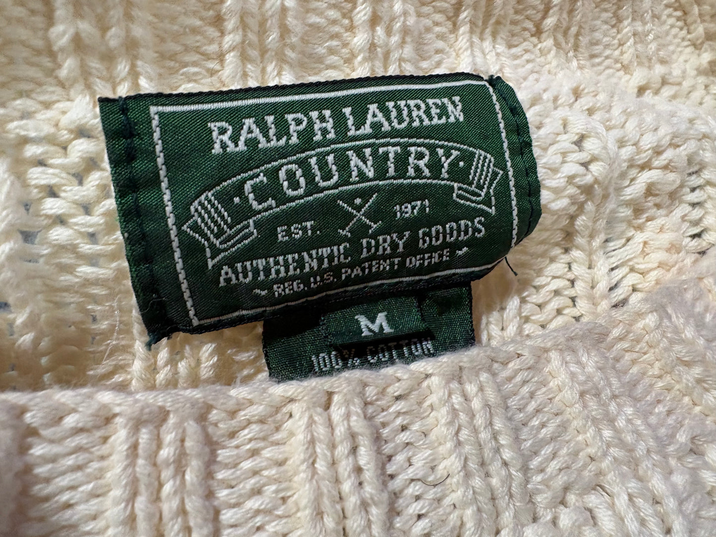 Ralph Lauren Country Cable Knit Sweater - Cream Size Medium