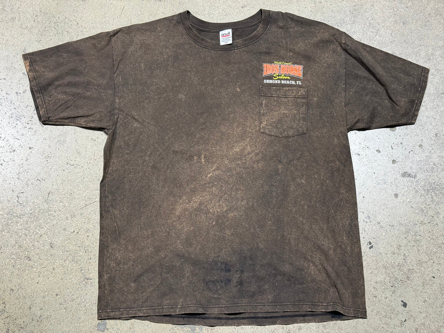 2007 Iron Horse Saloon Bike Week Tee - Acid Wash Brown Size XXL