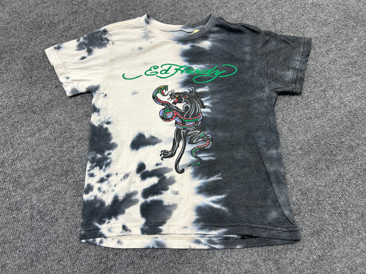 WMNS Ed Hardy Tie Dye Tee - Grey / White Size Small