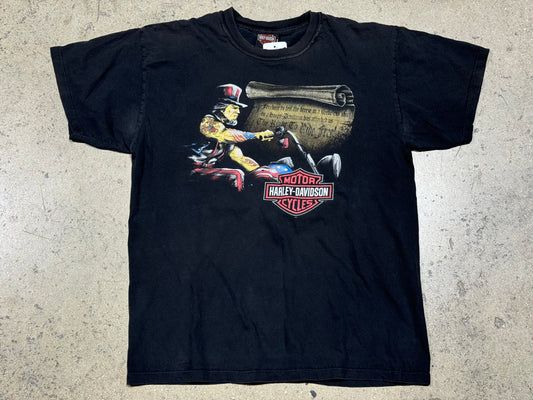 Distressed 2000 Harley Davidson Declaration Tee - Black Size Large