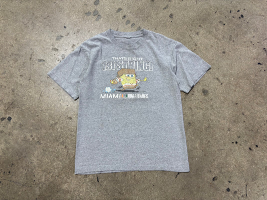 Miami Hurricanes SpongeBob Tee - Grey Size Small