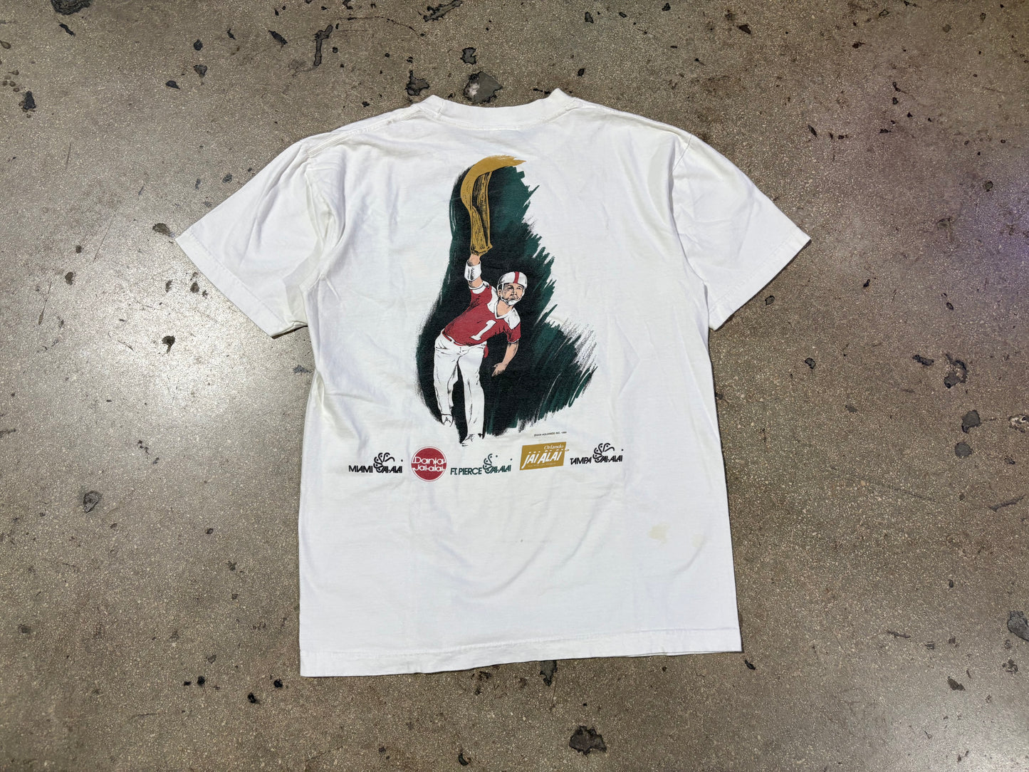 1995 Jai Alai Tournament Tee - White Size Large