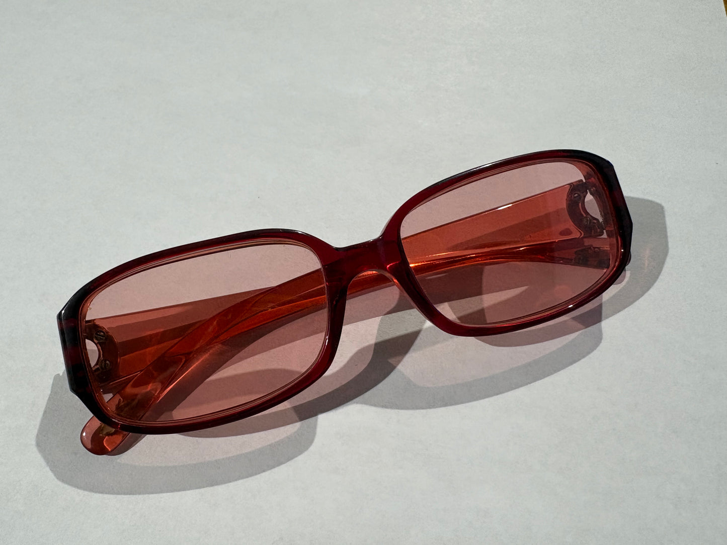 Bulgari Translucent Oval Frame Glasses - Red