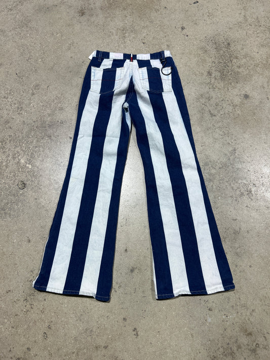 Womens 90s Tommy Hilfiger Flared Striped Pants - Blue Size 14