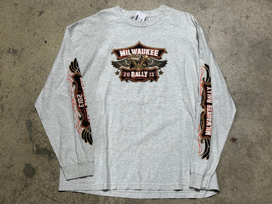 2013 Milwaukee Rally Longsleeve Tee - Ash Grey Size XXL