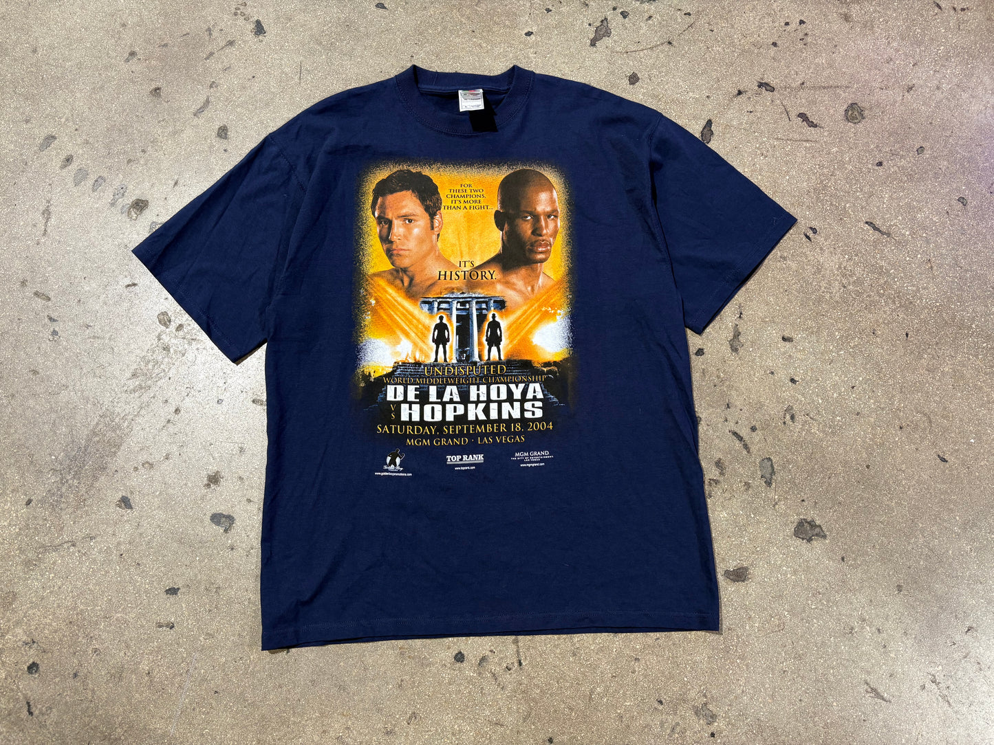 2004 De La Hoya vs Hopkins Boxing Tee - Navy Size XL