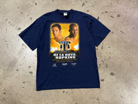 2004 De La Hoya vs Hopkins Boxing Tee - Navy Size XL