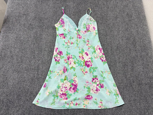 Enchanting Floral Dress - Teal / Pink Size Medium