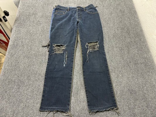 Mihara Tricolor Cargo Jeans - Blue/Black/Navy Size Large (con)