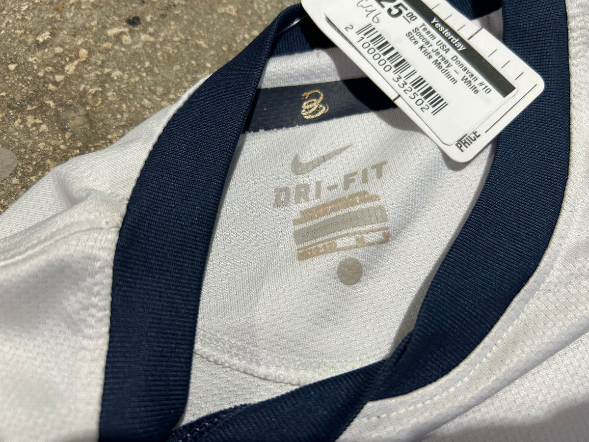 Team USA  Donavan #10 Soccer Jersey - White Size Kids Medium