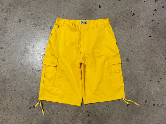Y2K BTL Baggy Cargo Shorts - Yellow Size 38