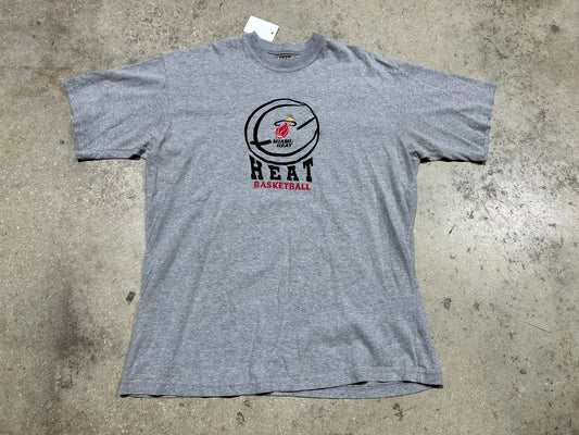 Miami Heat Embroider Tee -  Gray Size XL(con)
