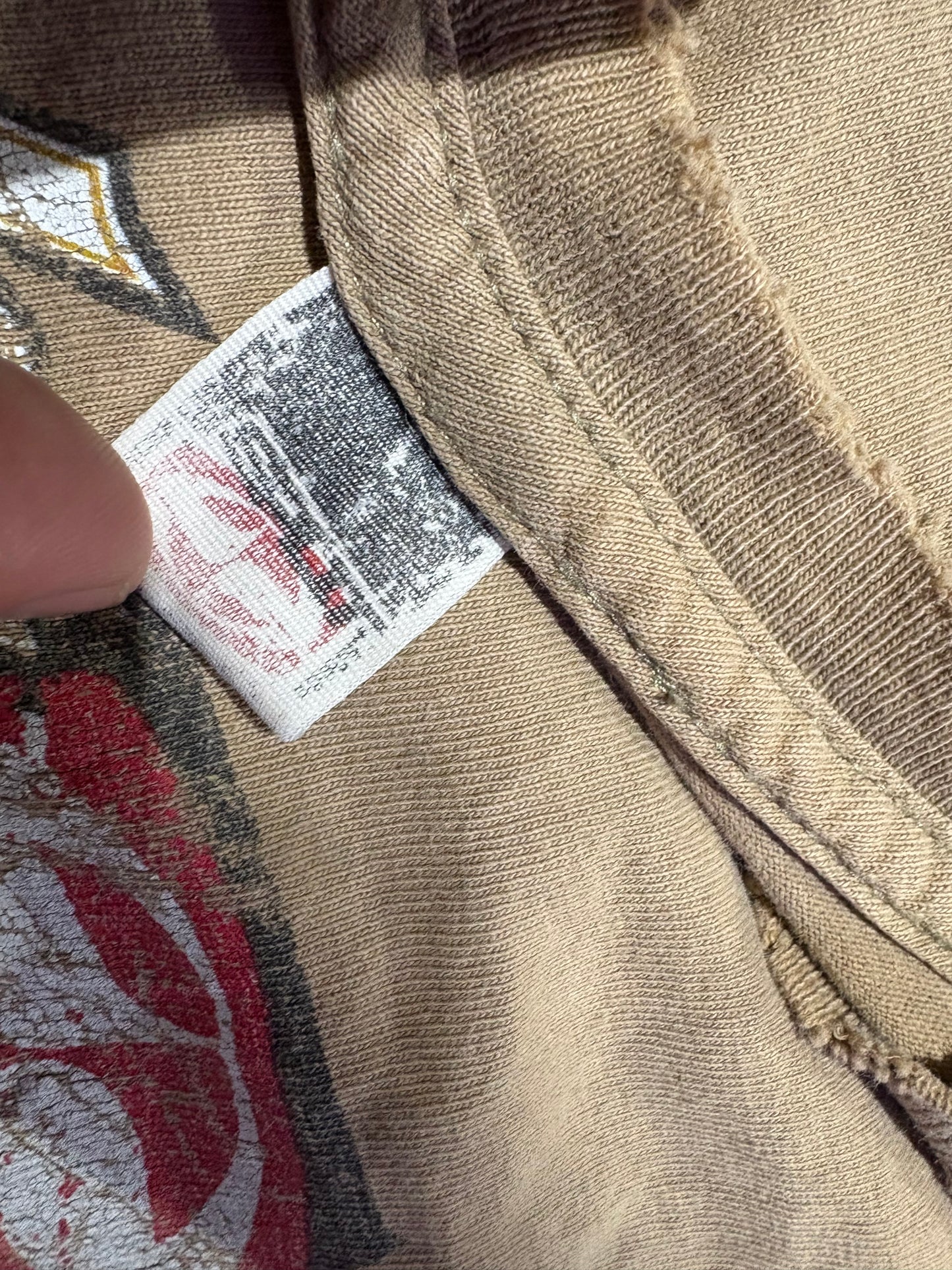 Distressed Split Skateboarding Tee - Khaki Size Medium