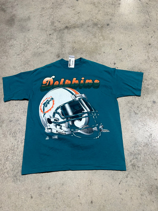 1994 Miami Dolphins Helmet Tee - Teal Size XXL