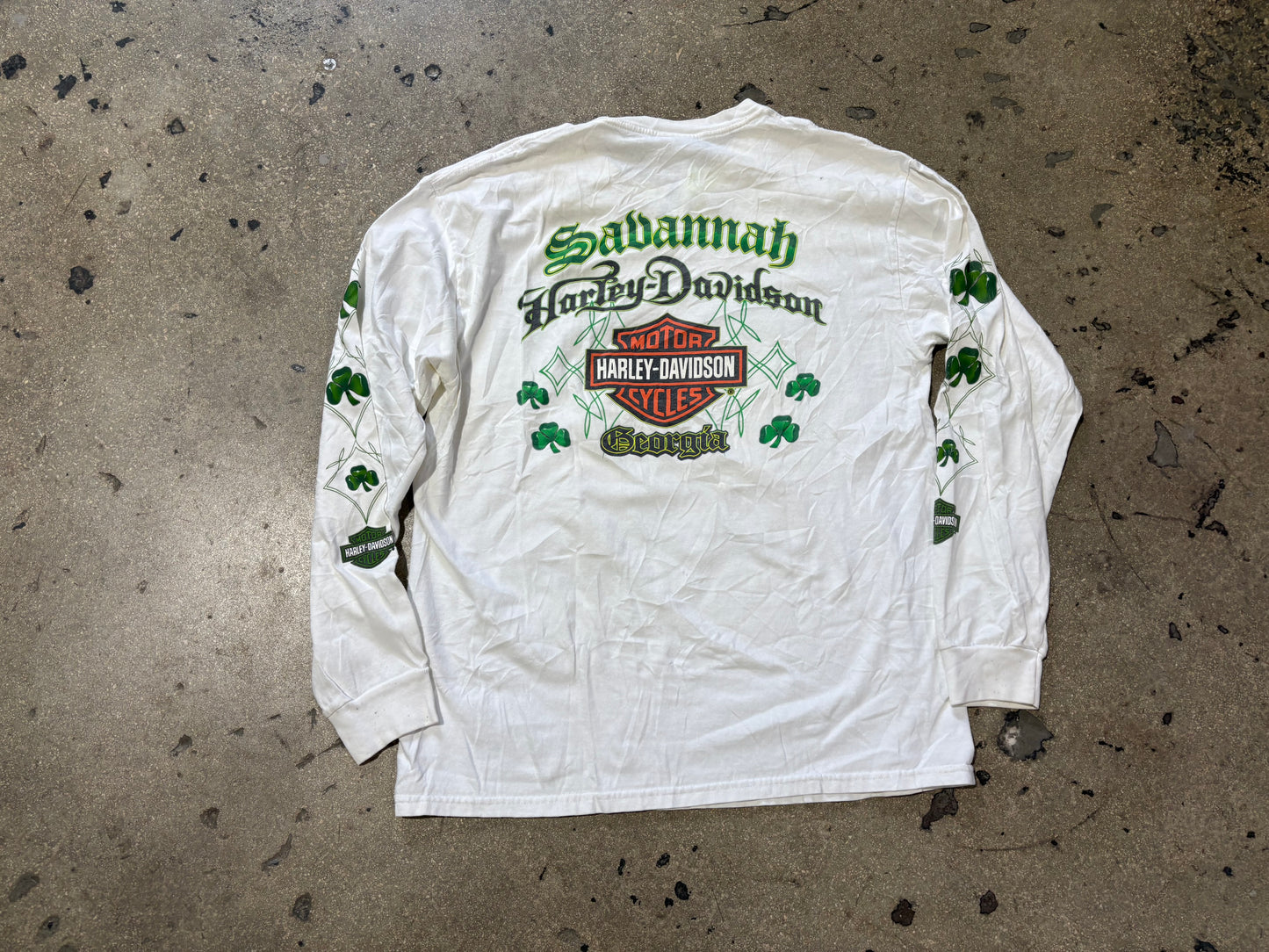 Harley Davidson St. Patricks LongSleeve Tee - White Size Large