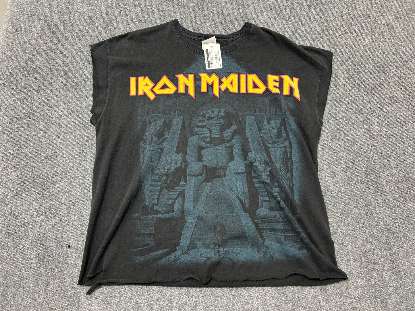 Cutoff Sleeveless Iron Maiden Powerslave Egyptian Tee - Black Size XL