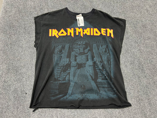 Cutoff Sleeveless Iron Maiden Powerslave Egyptian Tee - Black Size XL