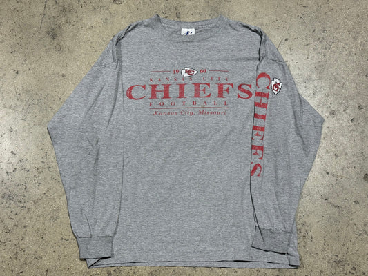 Logo Athletics KC Chiefs Longsleeve Tee - Grey Size XL