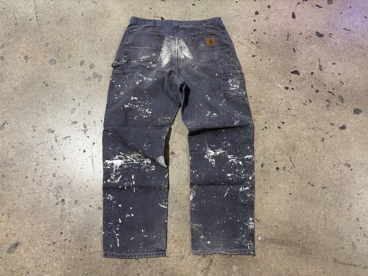 Carhartt Paint Splatter Carpenter Pants - Grey Size 38x32