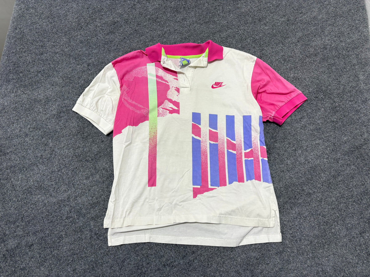 Nike Challenge Court Agassi Polo - White / Pink Size Medium