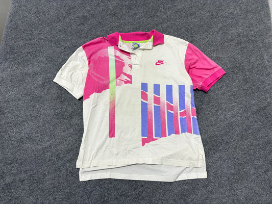 Nike Challenge Court Agassi Polo - White / Pink Size Medium