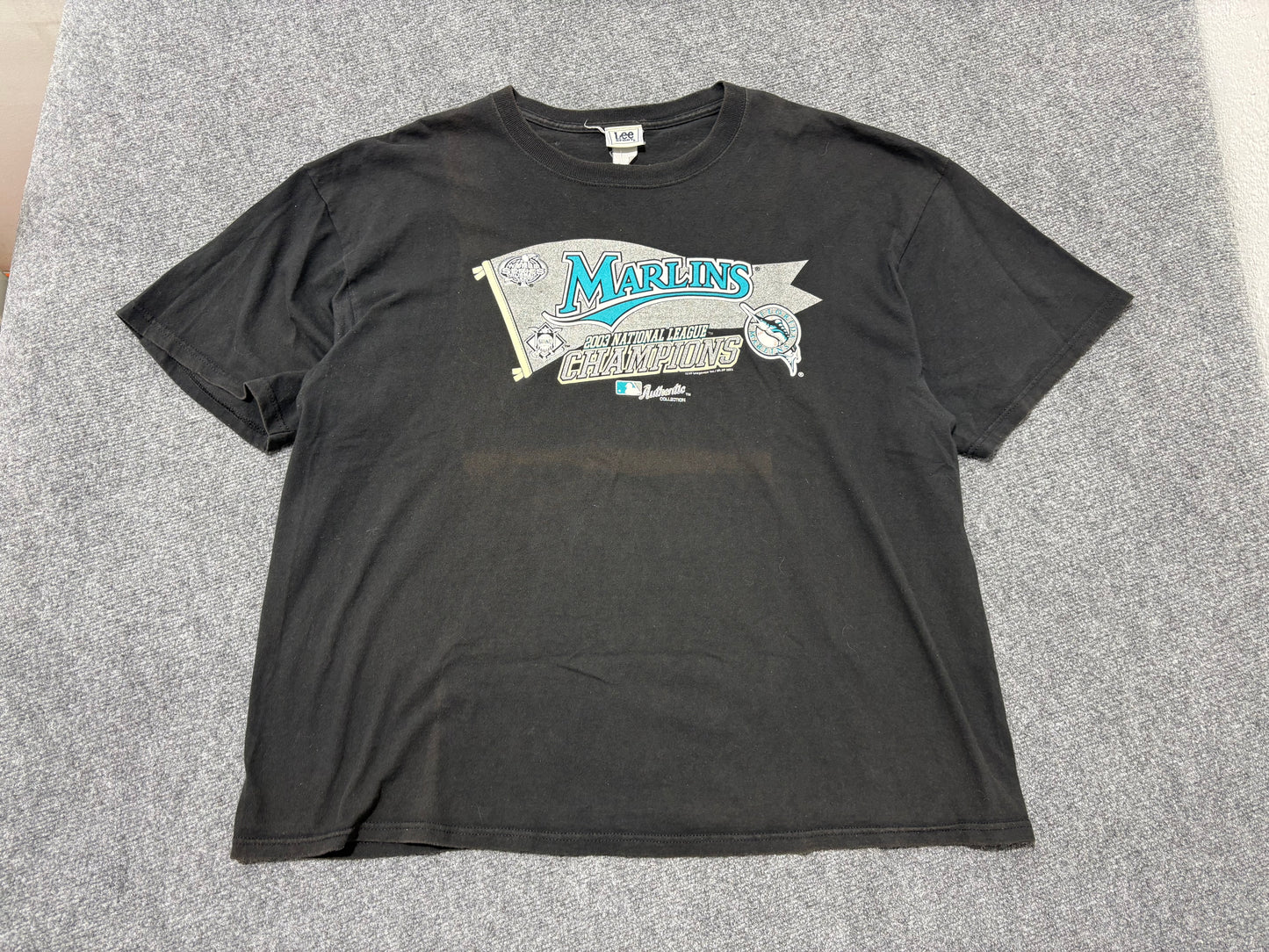 2003 Florida Marlins Flag Tee - Black Size XXL