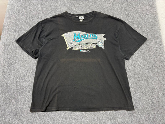 2003 Florida Marlins Flag Tee - Black Size XXL