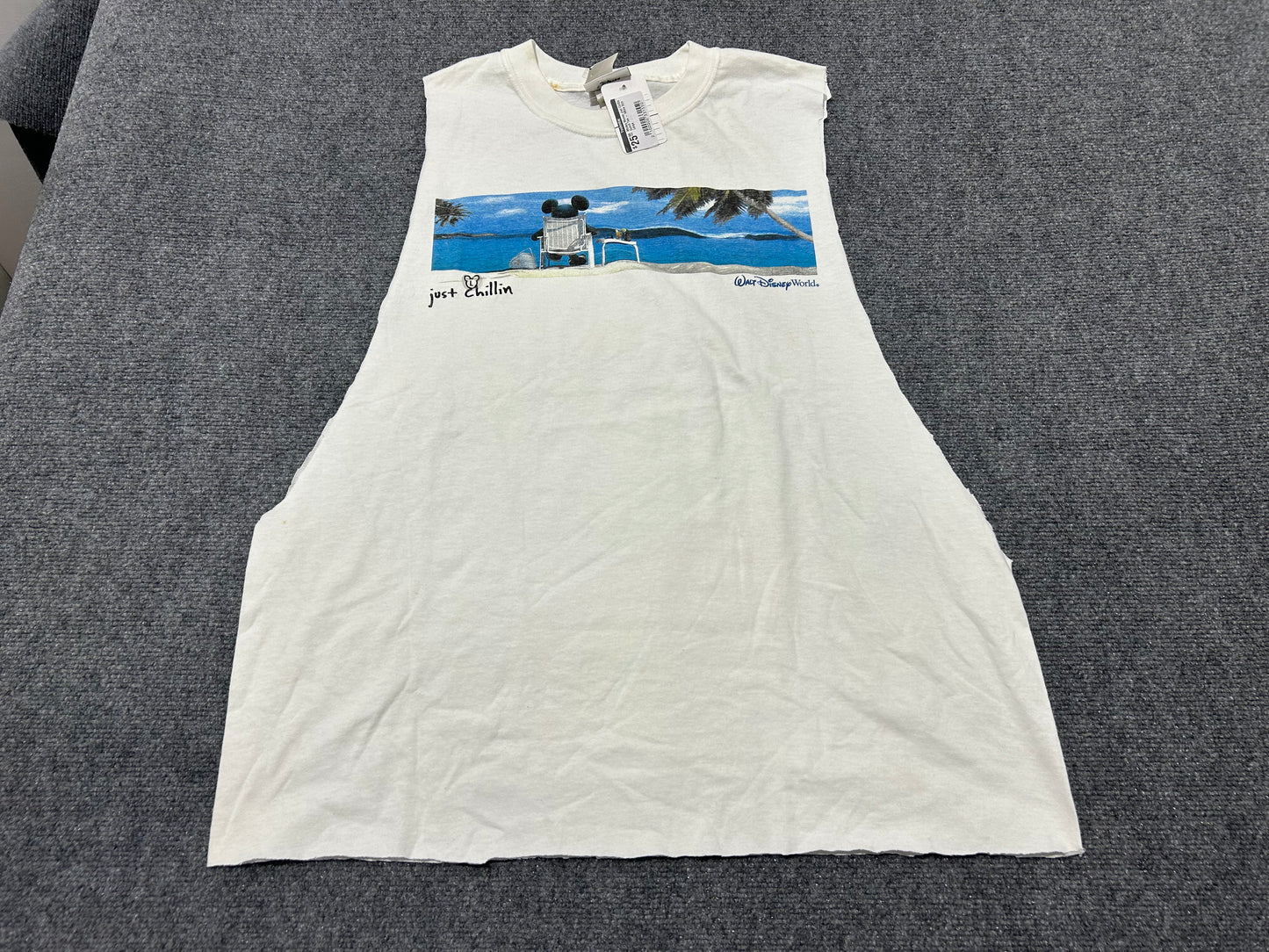 Mickey Mouse Just Chillin Cutoff Tee - White Size Large