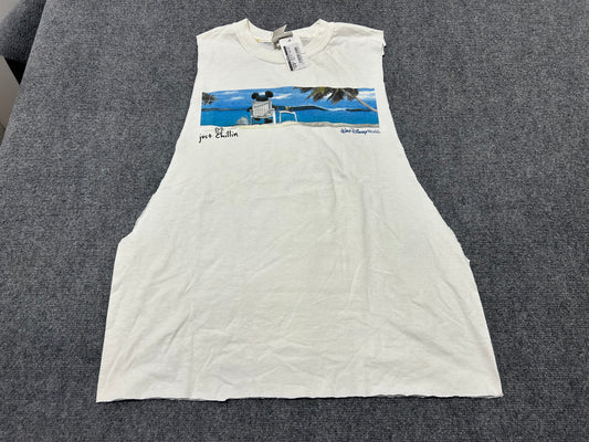 Mickey Mouse Just Chillin Cutoff Tee - White Size Large