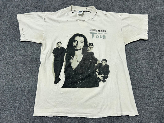 Thrashed Depech Mode Devotional Tour Tee - White Size Large
