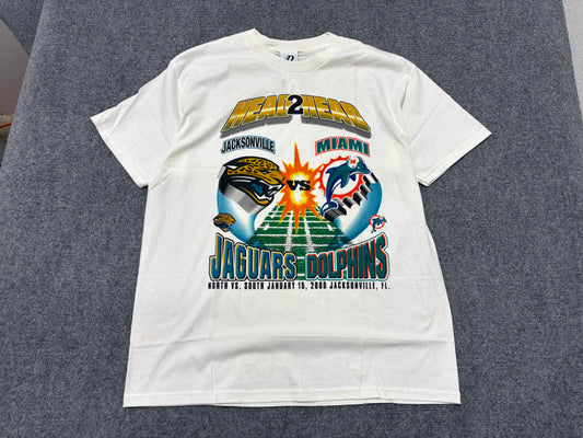 2000 Dolphins vs Jaguars Head 2 Head Tee - White Size XL