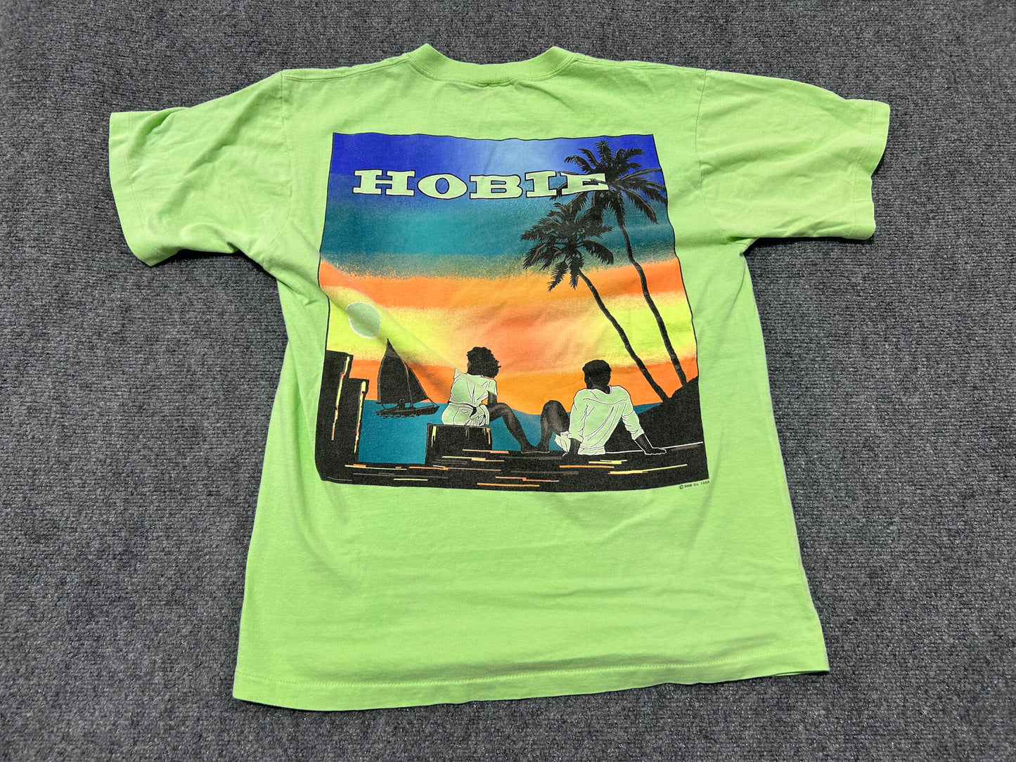 1988 Hobie Pocket Tee - Neon Green Size Large